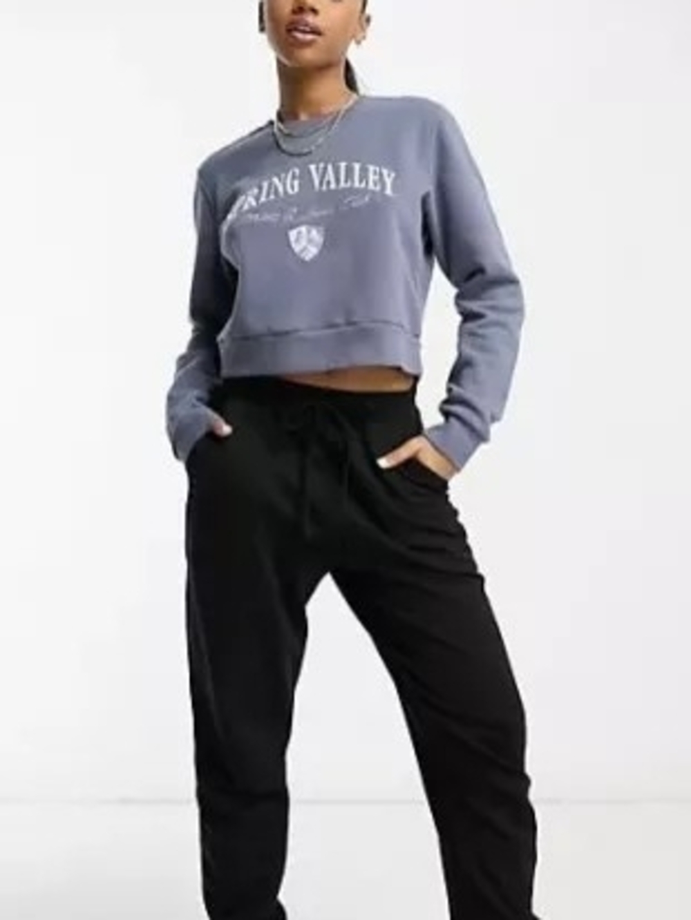 Hollister Women's Heather Blue Crewneck Sweatshirt